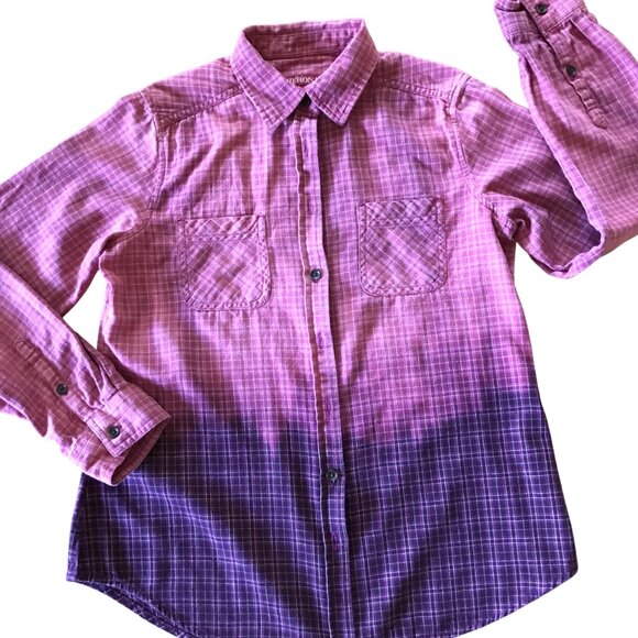 Bleached Flannel Shirt, Size XS: Upcycled Painted Fancy Lady Portrait - Picture 3 of 12